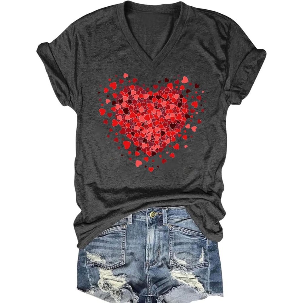 Women's T-Shirts V-Neck Boho Flowers Wildflowers Tee Cute Summer Graphic Shirts